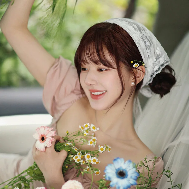 

Повязка на голову в деревенском стиле с кружевом, летняя, для защиты от солнца, легкая, дышащая, модная, универсальная, шелковый платок