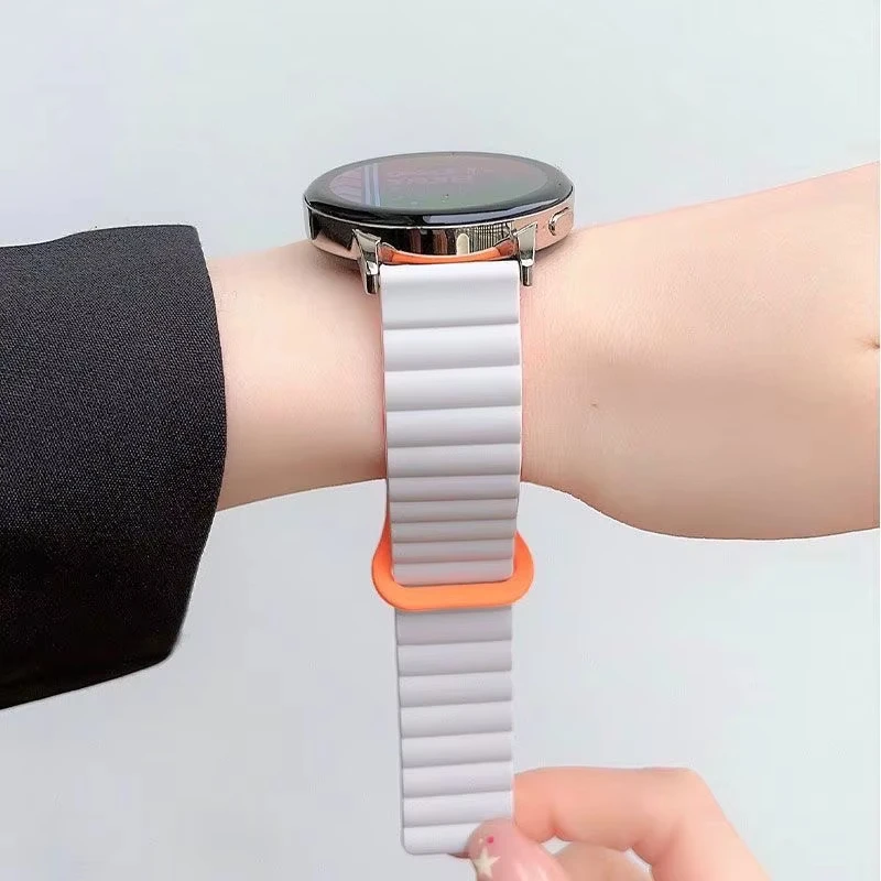 Laço magnético para samsung galaxy watch 7/6/5 pro/4/clássico/ativo 2 20mm 22mm banda pulseira de ligação de silicone huawei gt 2e 3-4 cinta