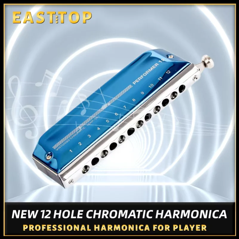 East top  new chromatic harmonica,EAP-12 12 hole 48 tone mouth organ,new style,professional harmonica for player,gift