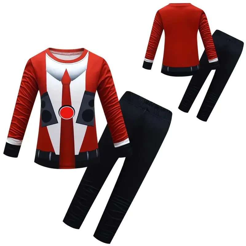 Skibidi المرحاض تأثيري مجموعة طويلة الأكمام الأولاد تيتان المتحدث الملابس تيتان مصور ملابس الاطفال فتاة هالوين هدية عيد ميلاد