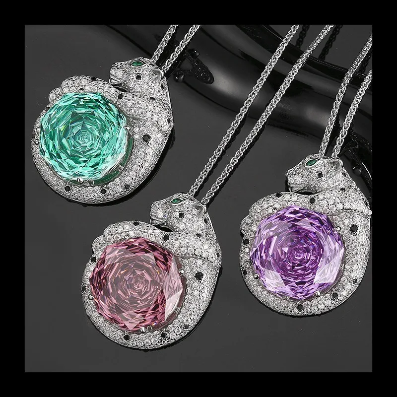 

Новый хит продаж Zhuang Shengsheng ювелирные изделия имитация розы огранки красочные сокровища цвета ретро леопардовый кулон ожерелье Mai