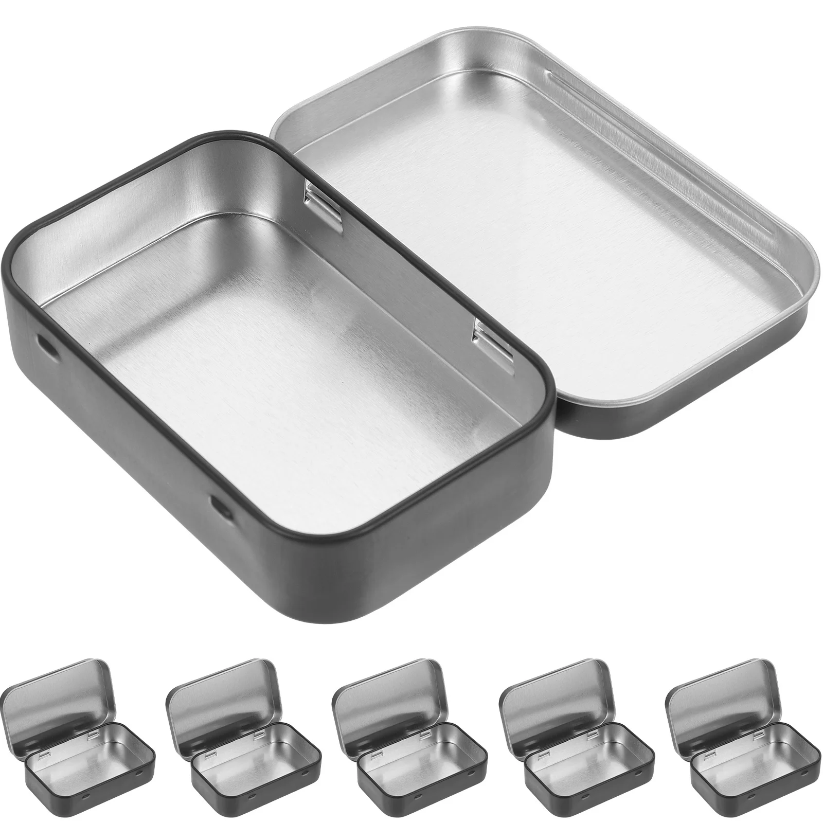 

6pcs Flip-Top Tinplate Storage Box Lightweight Candy Container For Gifts Snacks Jewelry Party Favor Organizer Rectangular Small