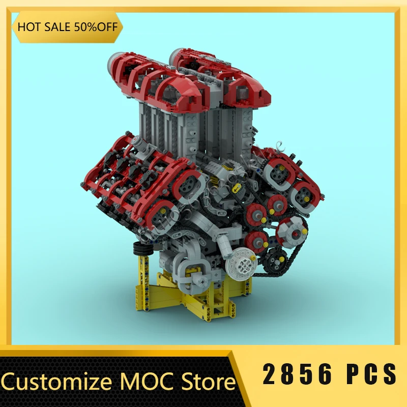 

2856 PCS Hot Selling Moc Customize Luxury Red Engine Technology Model Building Blocks Diy Toy Educational Adult Christmas Gifts