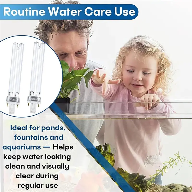 AB41-For Aquariums And Ponds, 2-Pack 9W UV Light Bulbs G23 Base- For Tetra Greenfree UVC-9 Pond Clarifier& JUP-01 view 6