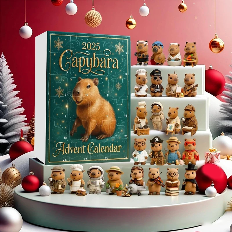 Calendrier de l'Avent Capybara 24 jours, ornements de noël mignons, compte à rebours, pendentif d'arbre de noël, cadeaux Surprises
