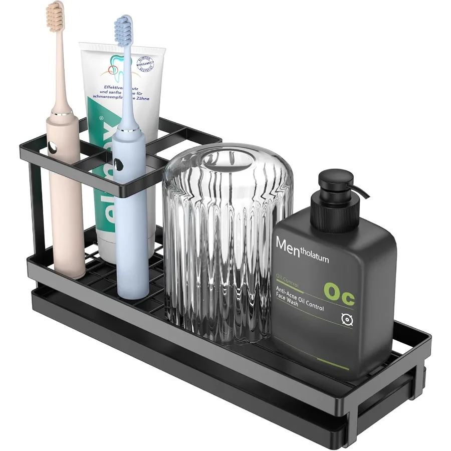 

Держатели для зубных щеток для ванных комнат с электрической зубной щеткой и органайзером для зубной пасты Компактная столешница и душ для ванной комнаты