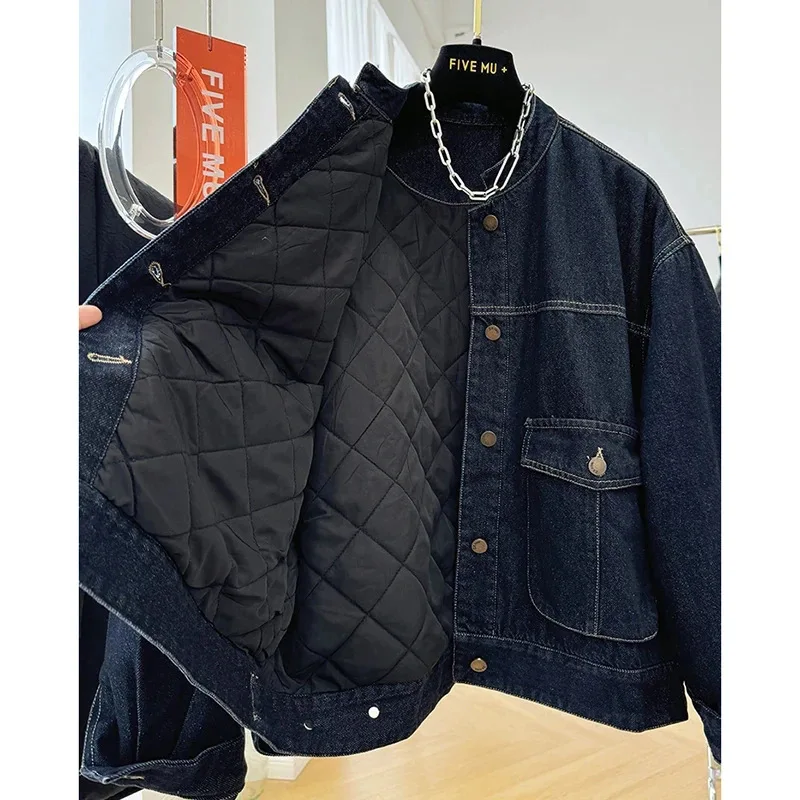 

2024 Korean casual foreign style loose padded denim jacket women's autumn and winter chic short cotton-padded jacket