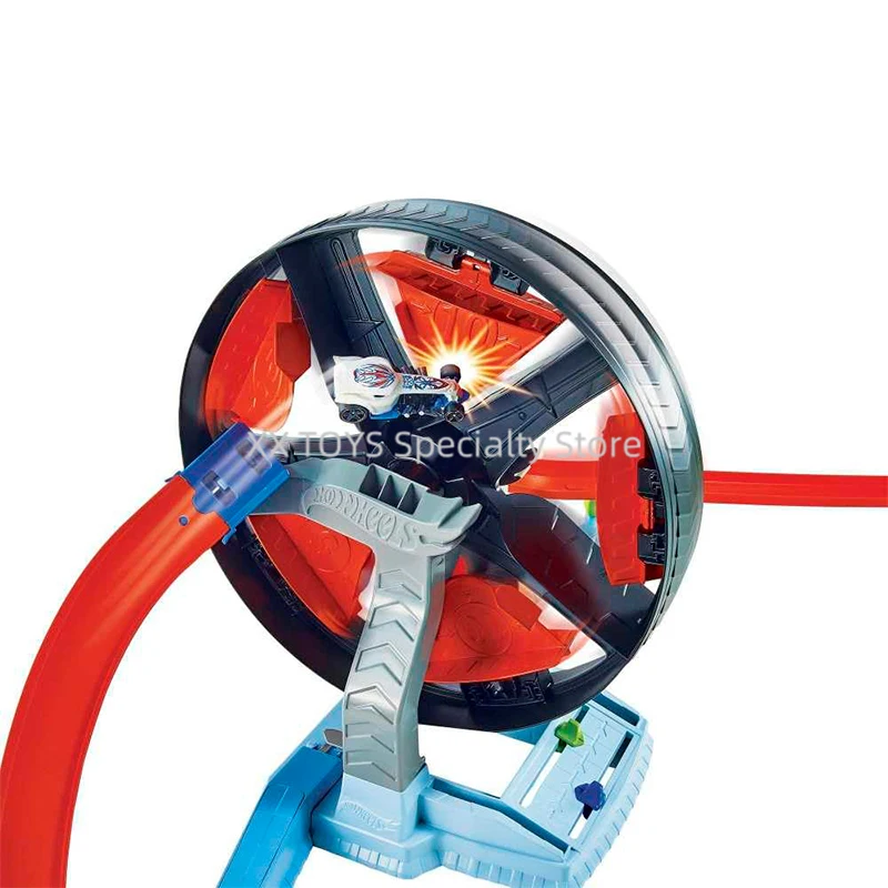 Hot Wheels Action Spinwheel Challenge Spielset mit Track Launchers Schwungrad gegen Track Set Kinder Geburtstag Geschenkset gjm77