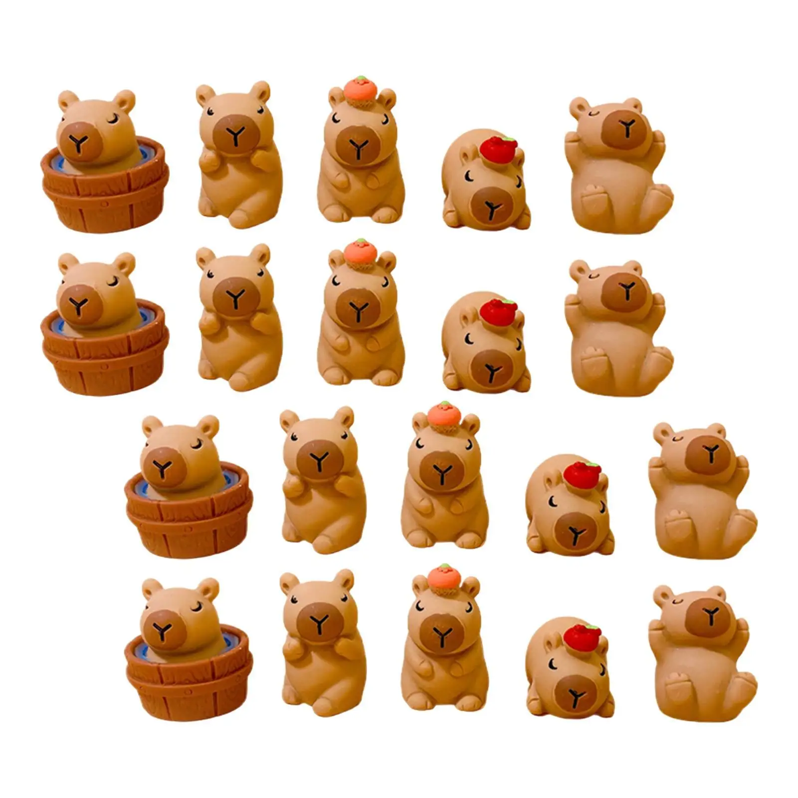 20 Pieces Resin Figurine Crafts Decoration Collection Capybara Statue for Hallway Office Bookshelf Table Centerpieces Indoor