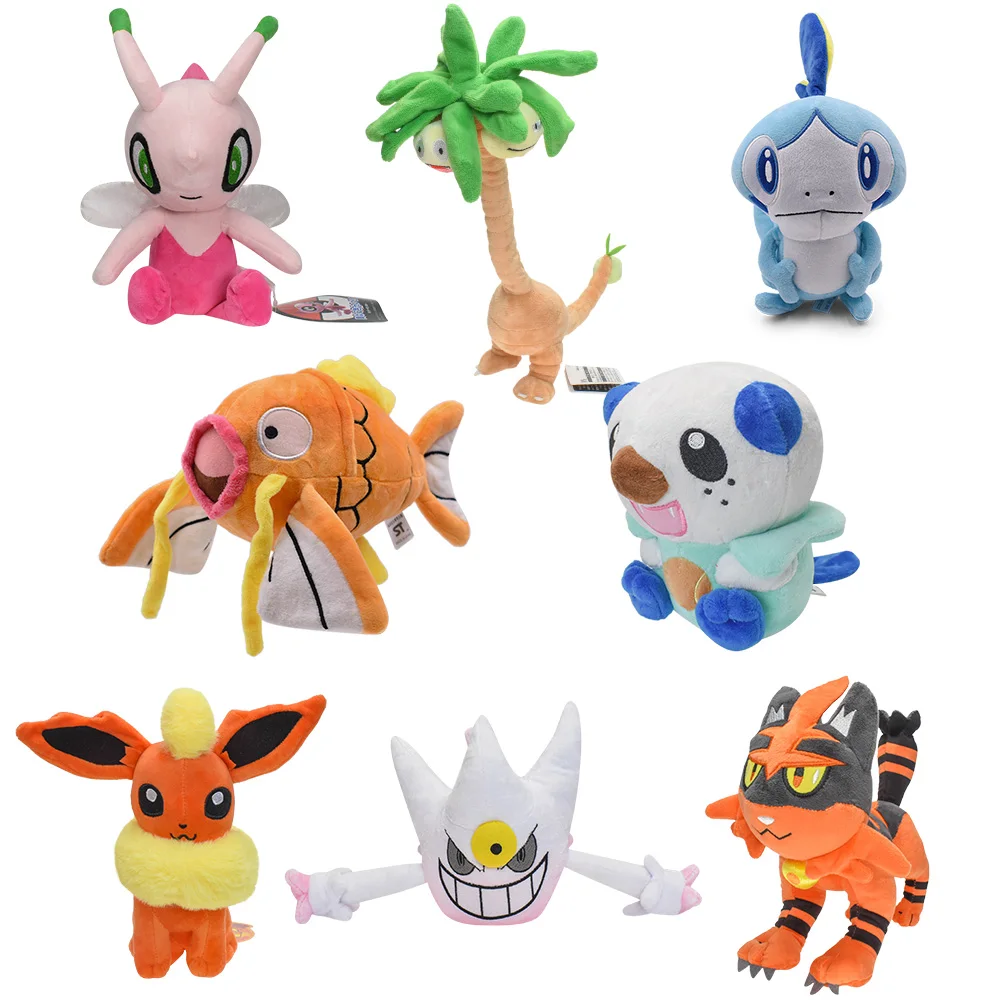 Pokemon Soft Plush Toys Raboot Lycanroc Chespin Pachirisu Exeggutor Stuffed Animal Dolls Wooloo Phanpy Celebi Fennekin Torracat