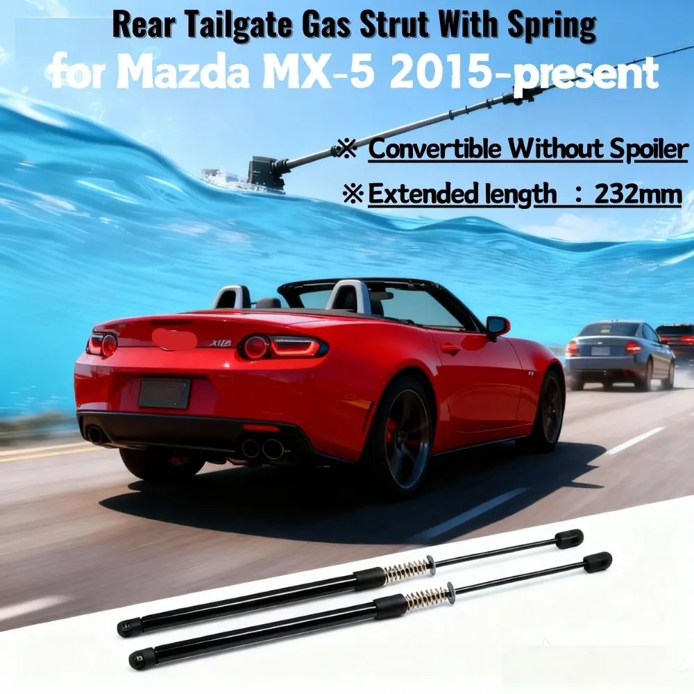 

2pcs Rear Tailgate Damper for Mazda MX-5 ND5RC 2-door convertible 2015–present without spoiler WITH SPRING Trunk Boot Gas Strut