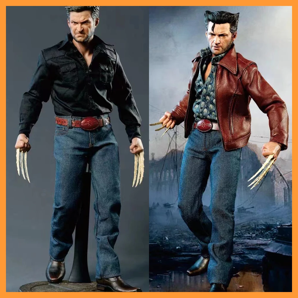 Chaqueta de cuero tallado para hombre, camisa, zapatos Vaqueros, accesorios de garra de Lobo, figura de acción de 12