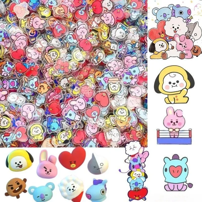 100 pièces de feuilles acryliques Kawaii Chimmy Cooky Koya Tata, accessoires de décoration pour coques de téléphone DIY, matériel artisanal en stock