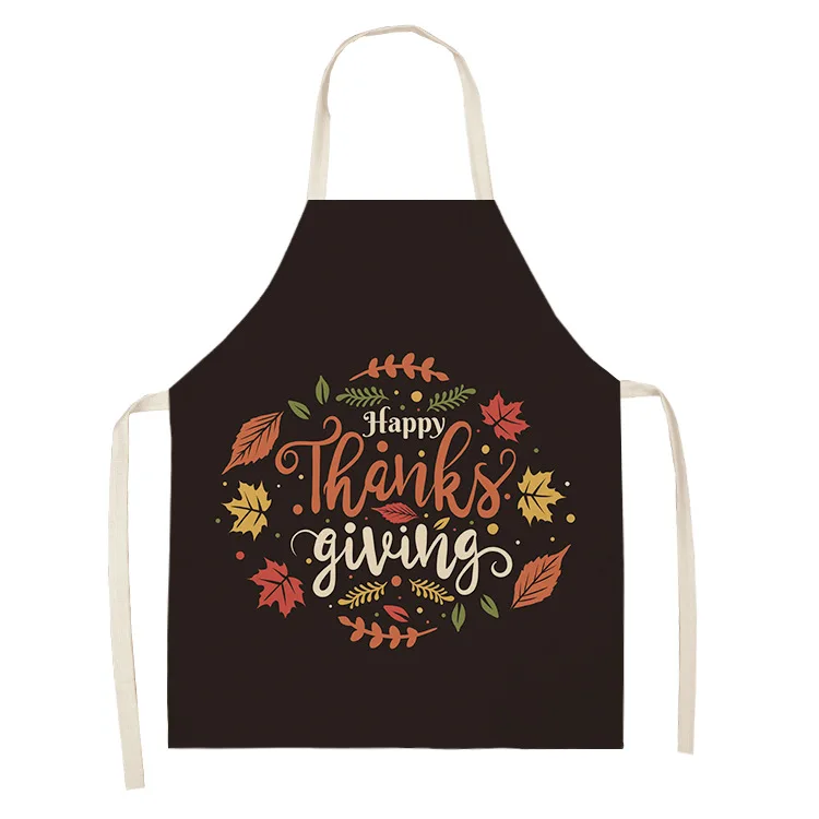 1Pc Kitchen Aprons for Women Cotton Linen Bibs Household Home Autumn Thanks Giving Home Cooking Baking Waist Bib Pinafore