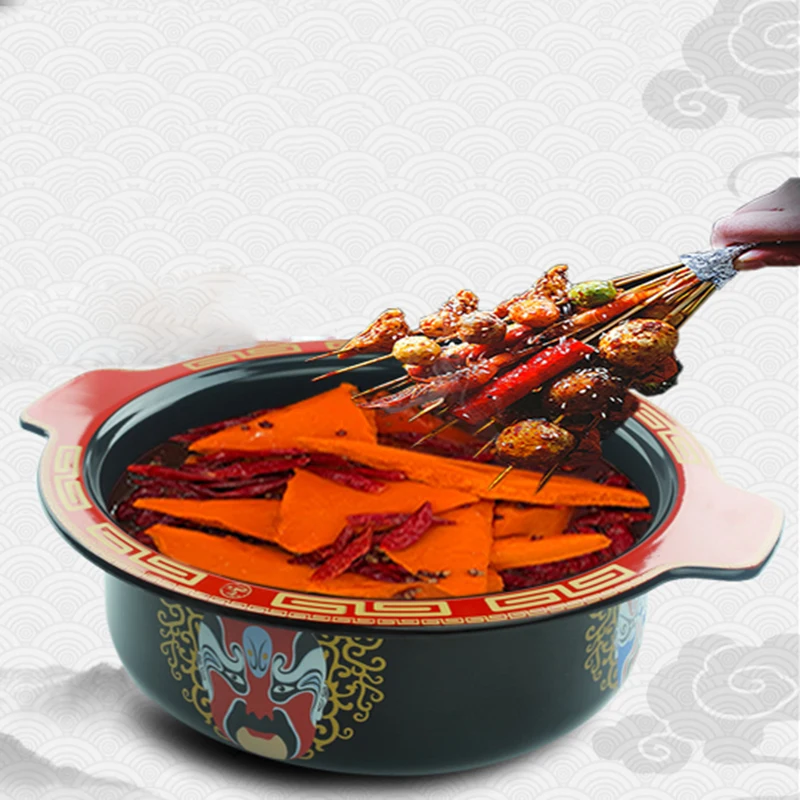 Ramen Ceramic Hot Pot Assortment Food Round Chinese Big Hot Pot Thickened Induction Cooker Enamel Fondue Chinoise Kitchen Dining