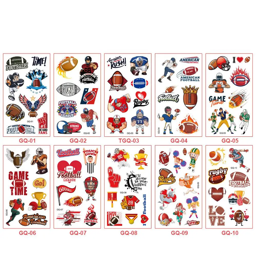 10Pcs Sports Football Basketball Rugby Baseball Temporary Tattoo Stickers Baby Kid Body Waterproof Sticker Tattoos Sport Party