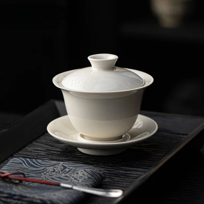 

170ml Grass Wood Ash Gaiwan Antique Tureen Tea Bowl With Lid Kit Maker Cover Bowl Chinese Tea Set Accessories Gift Craft