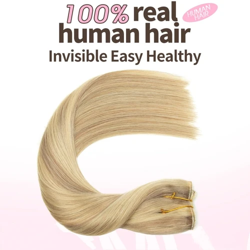 Imagen 2 del producto Extensiones de cabello con Clip recto de una pieza 8/613, extensiones de cabello con alambre de línea de pescado de cabeza completa, Clip resaltador en extensión de cabello humano