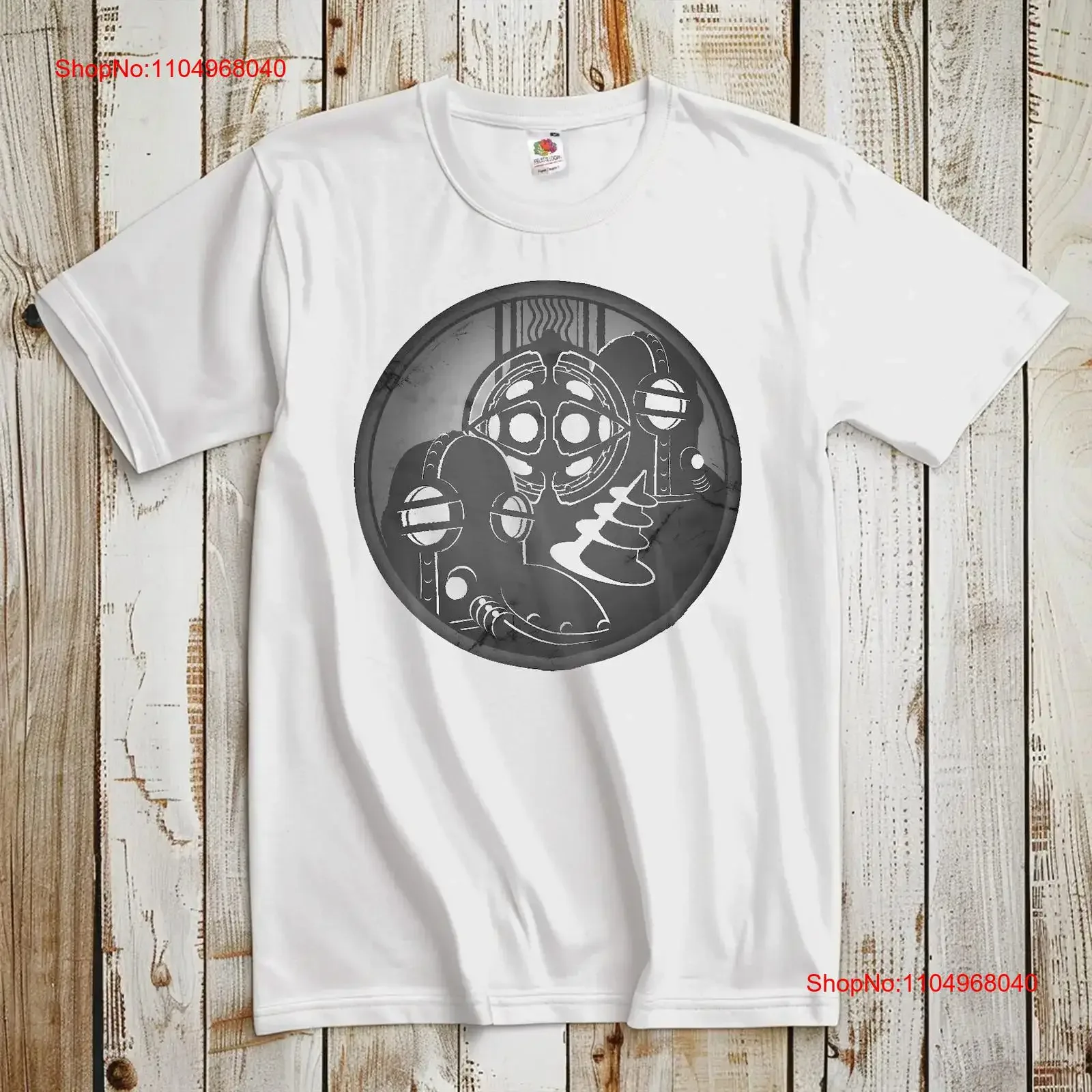 Camiseta clásica de Bioshock Big Daddies, camiseta Retro Gamer Gaming en blanco y negro, talla S 5XL, ropa de calle versátil vintage lavada