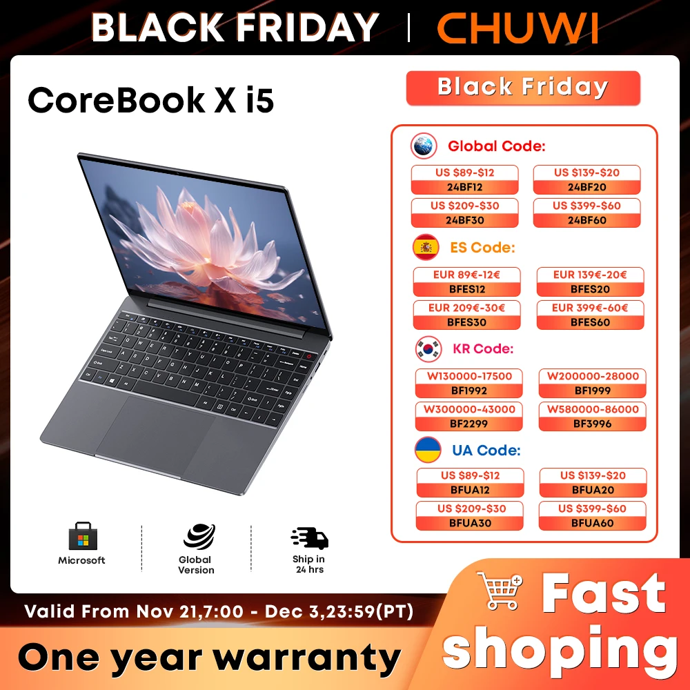 CHUWI CoreBook X Laptop Gaming，Intel i5-12450H，16GB RAM 512GB SSD，14 inch FHD 2160 * 1440,Windows 11 NoteBook PC,1TB SSD Expand