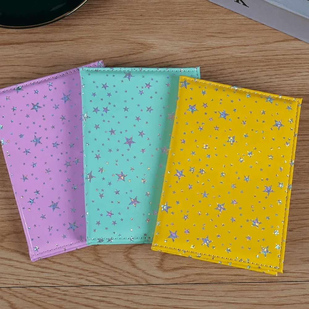 Durable Glitter Star Print Passport Holder PU Leather Multi-Card Travel Document Protector Travel Document Wallet