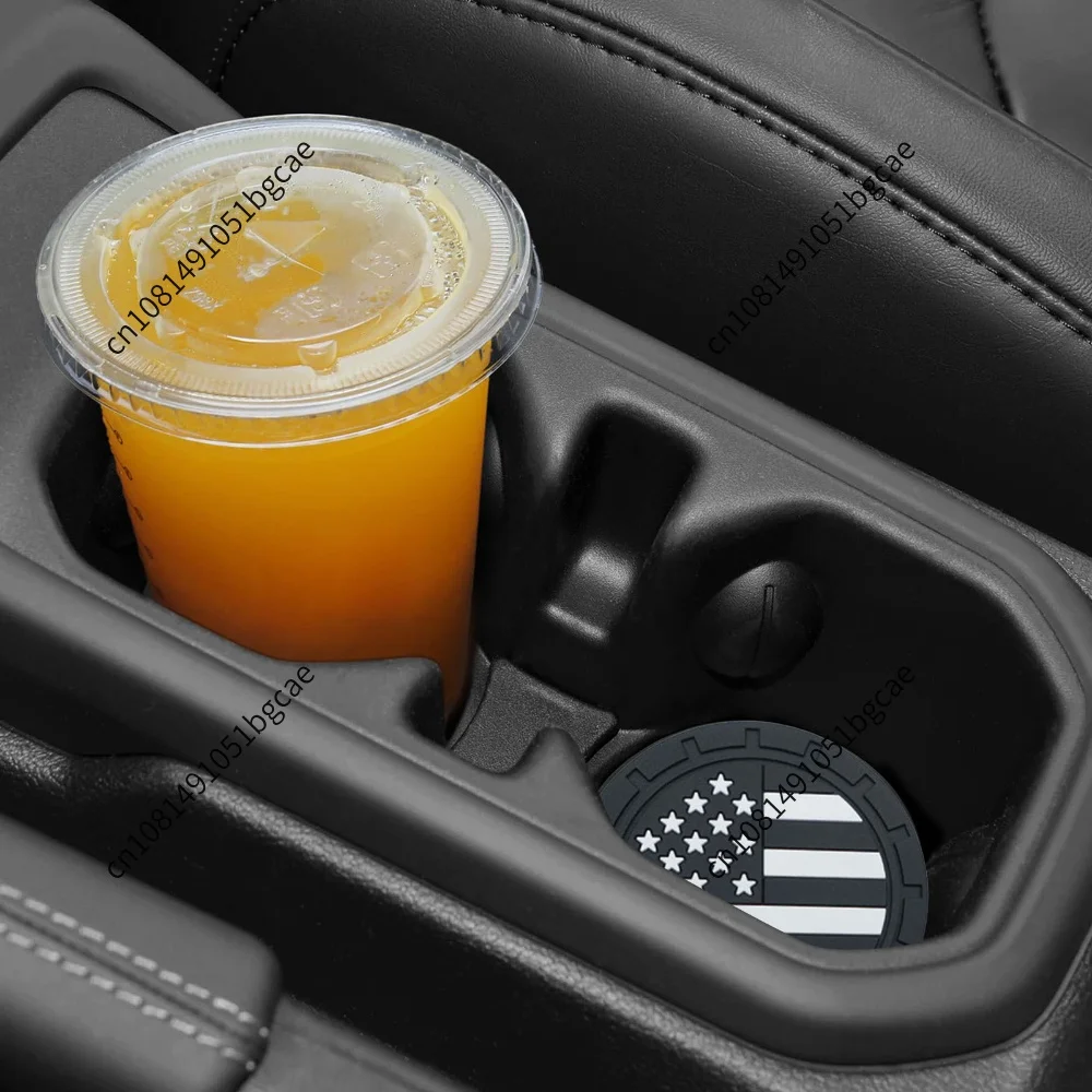 2pcs Car Cup Holder Coasters with American Flag Pattern Anti Slip Shockproof Drink Mat 2.75 Inch Car Interior Accessories
