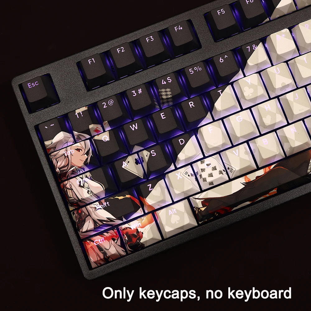 108 Keys/set Genshin impact Keycaps Arlecchino The Knave Keycap PBT Backlit Keycaps Anime Gaming Key Caps For ANSI 61 87 104 108