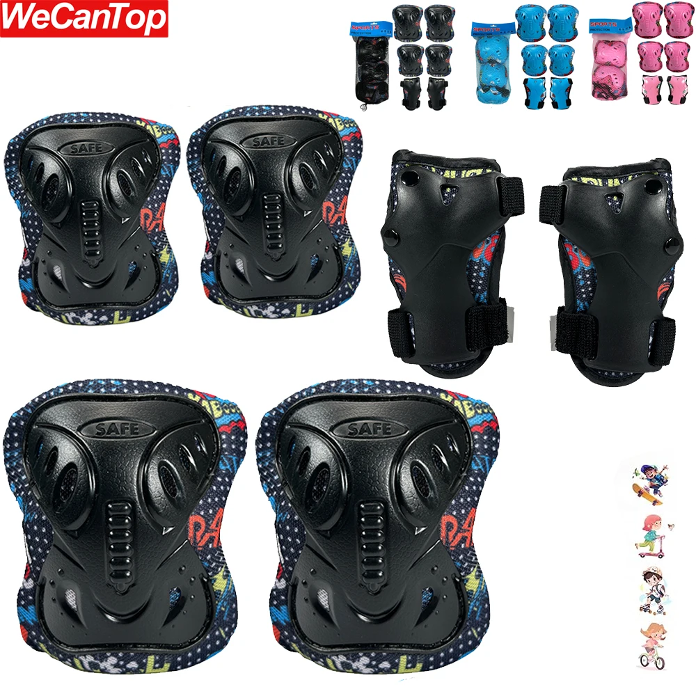 

6PCS Kids Knee & Elbow Pads with Wrist Guards 3 in 1 Protective Gear Set for Skateboarding Scooter Skating Rollerblading Riding