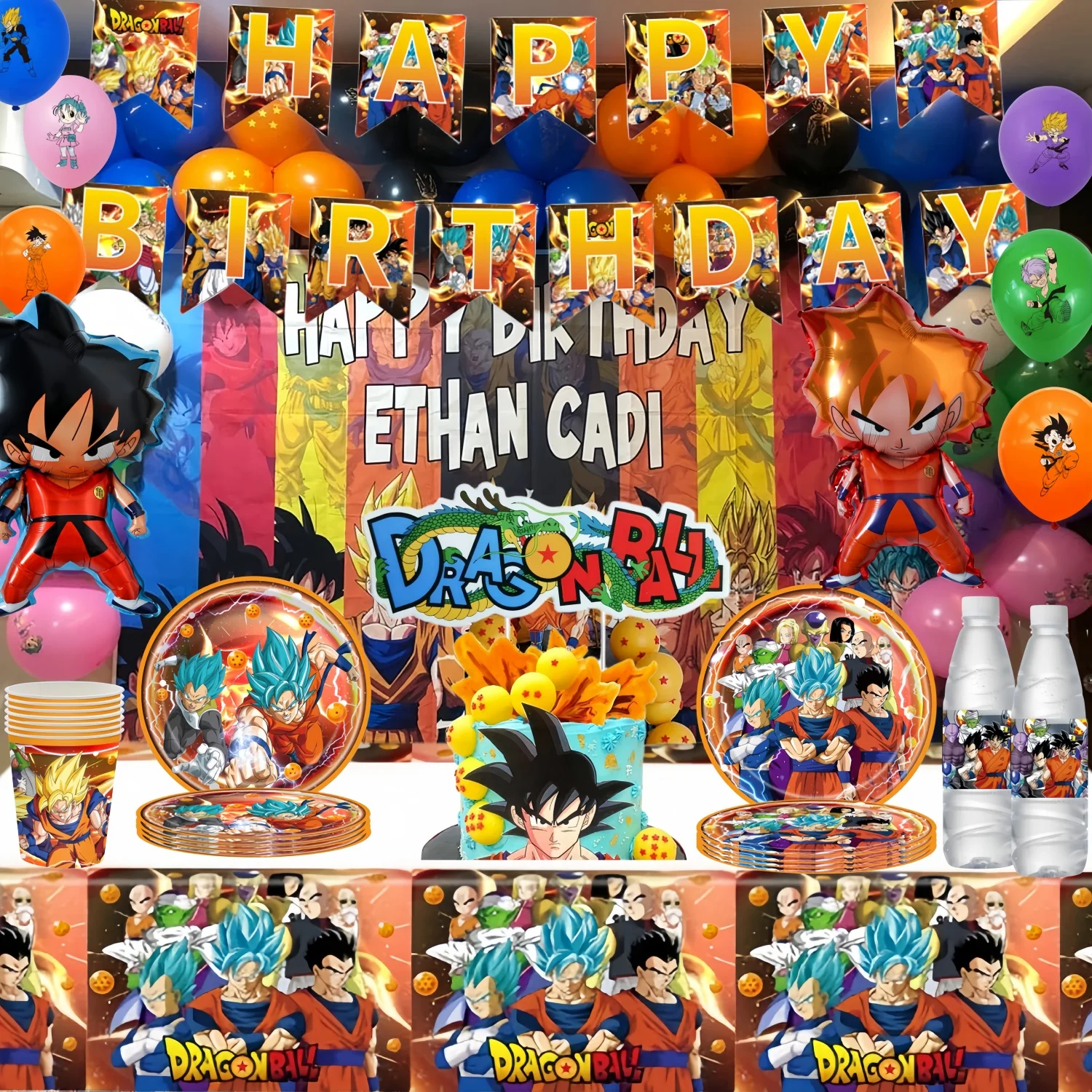 Dragon Ball Birthday Party Decoration Son Goku Disposable tableware Tablecloth Plate Cup Kids Boys Favor Toy Gift Party Supplies