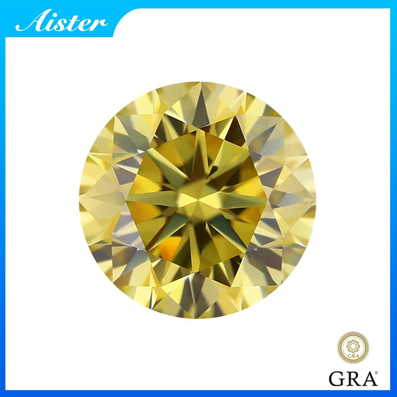 Probador de diamantes aprobado por piedras preciosas sueltas Moissanita de diamante moissanita de color amarillo/champán VVS1 con informe GRA