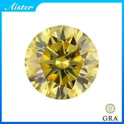 Yellow / Champagne Colored Moissanite Diamond Moissanita Loose Gemstone Passed Diamond Tester VVS1 with GRA Report