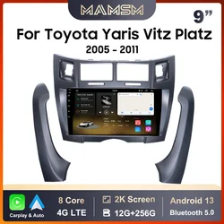 MAMSM Autoradio voor Toyota Yaris 2005-2012 Vitz Platz Geen snijden 9 Inch Android Multimedia Video Audio Speler Carplay Stereo