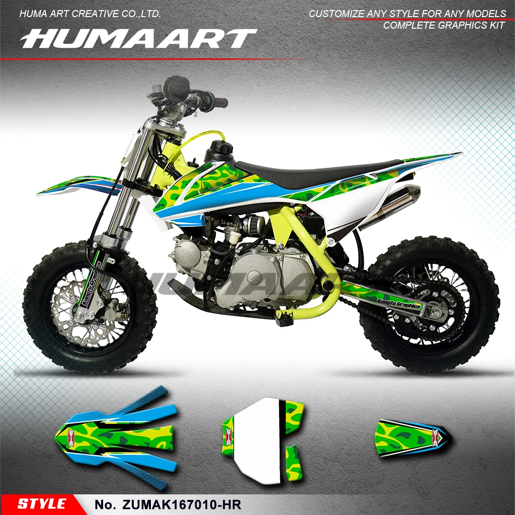 

HUMAART Mini Dirt Bike Décor Self Adhesives Graphics Kit for ZUUMAV K1 50 60 70, ZUMAK167010-HR