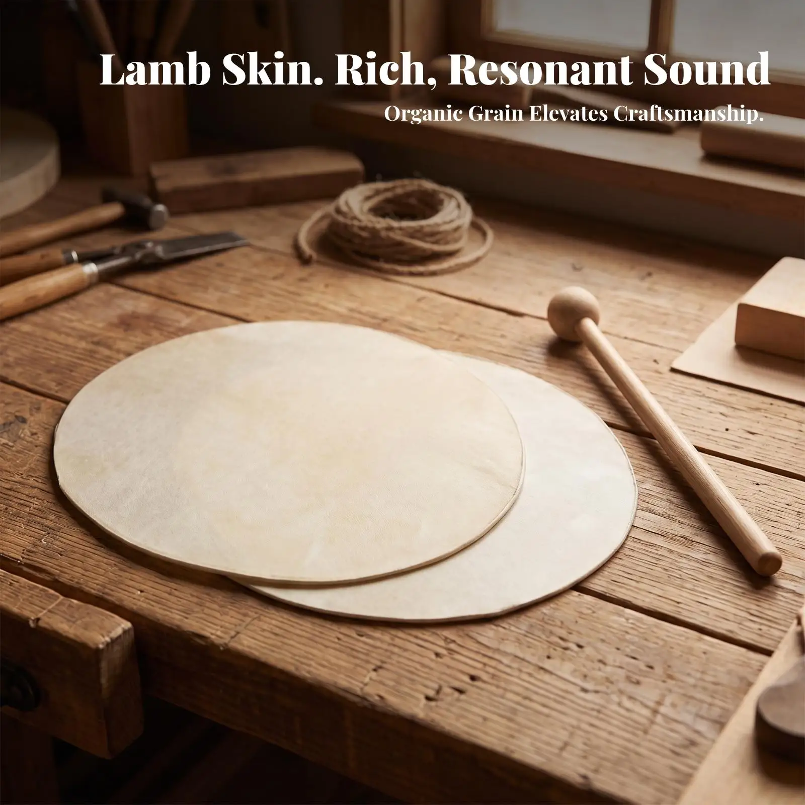Precut Goatskin Drum Head Disc Set for Hand Drums Replacement DIY Instrument Building Accessory