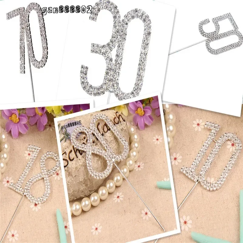 Diamante Dual Numeral 10/18/30/40/50/60/70/80 Monogram Cake Toppers for Wedding Birthday Number Beautiful