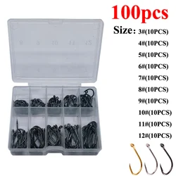 Barbed Fishing Hooks Set, High Carbon Steel, Saltwater, Freshwater Gear, Fishing Accessories