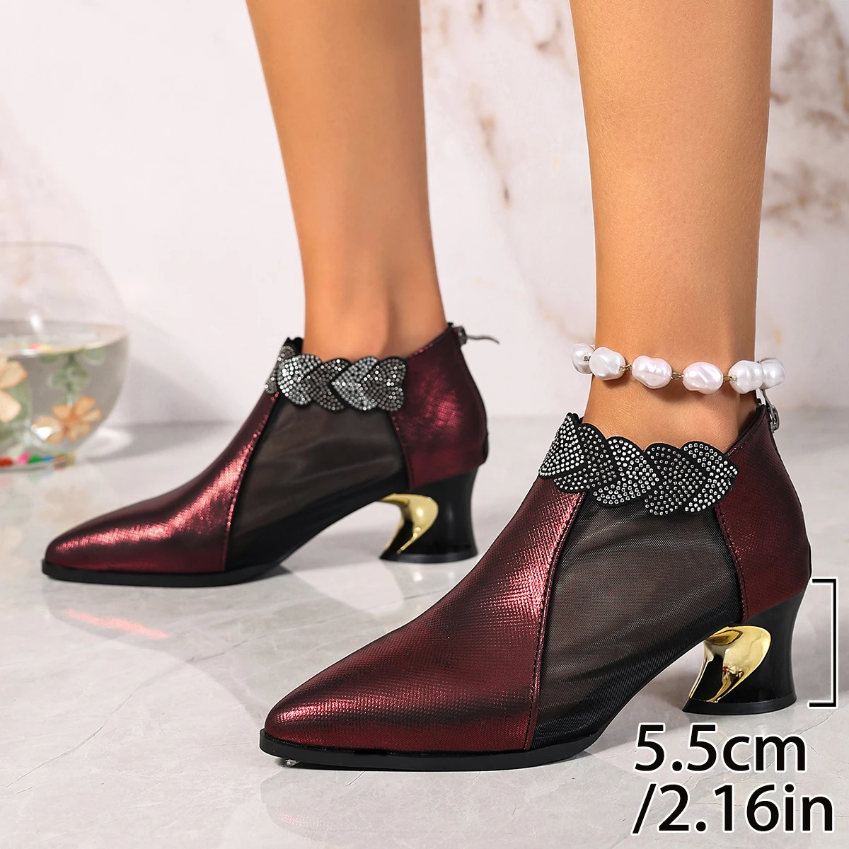 Summer Boots Comfort High Heels Boots Luxury Women Mid Heel Pumps Spring Autumn Shoes Women Fashion Sweet Light Weight Shoes