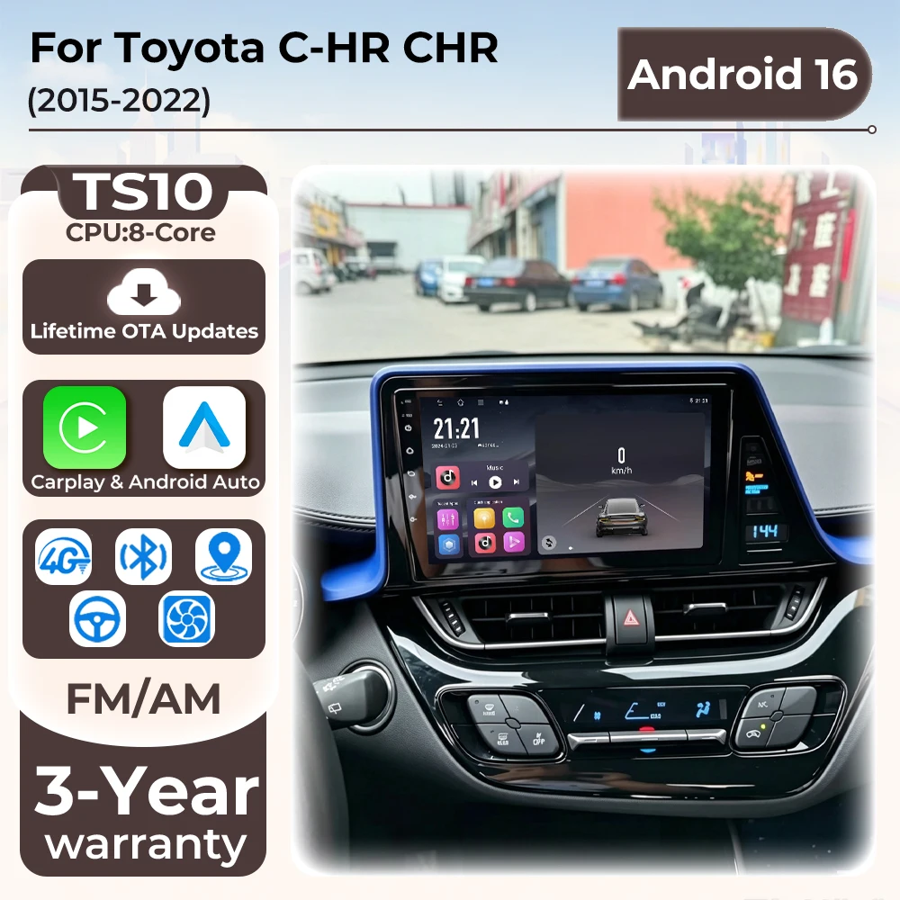 Android Auto Car Radio For Toyota C-HR CHR 2016 2017 2018 2019 2020 Carplay Multimedia Player GPS Navigation DSP Stereo Screen
