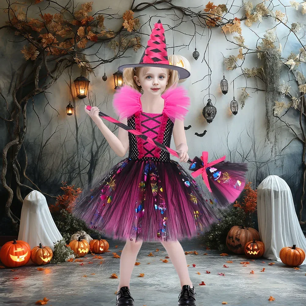 Halloween Children's Dress Costumes Baby Party Vestidos Children Mesh Princess Holiday Part School Show Cloth Fancy Dresses