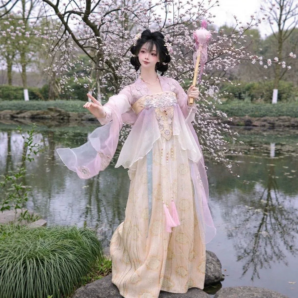 Embroidery Heavy Industry Chest-length Tang-made Daily Xianqi Big Sleeve Hanfu Spring and Summer New Suit Spring and Autumn