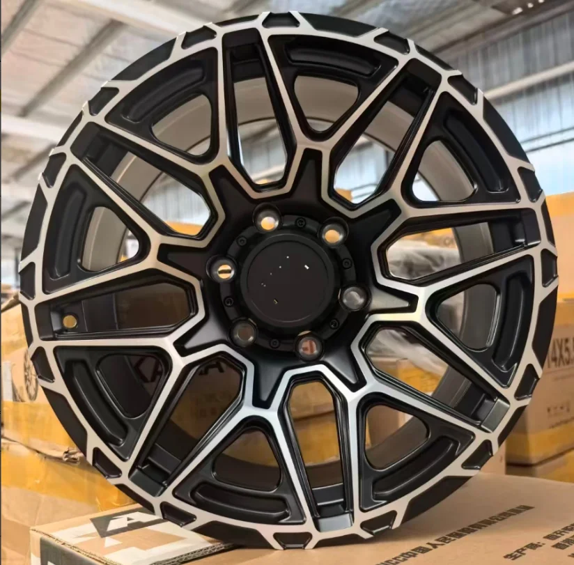 17 Inch Off Road Alloy Wheels Gunmetal/Matte Black Machined Beadlock/Mesh/V Spoke Heavy Duty 4x4 Pickup SUV Multiple PCD Rims