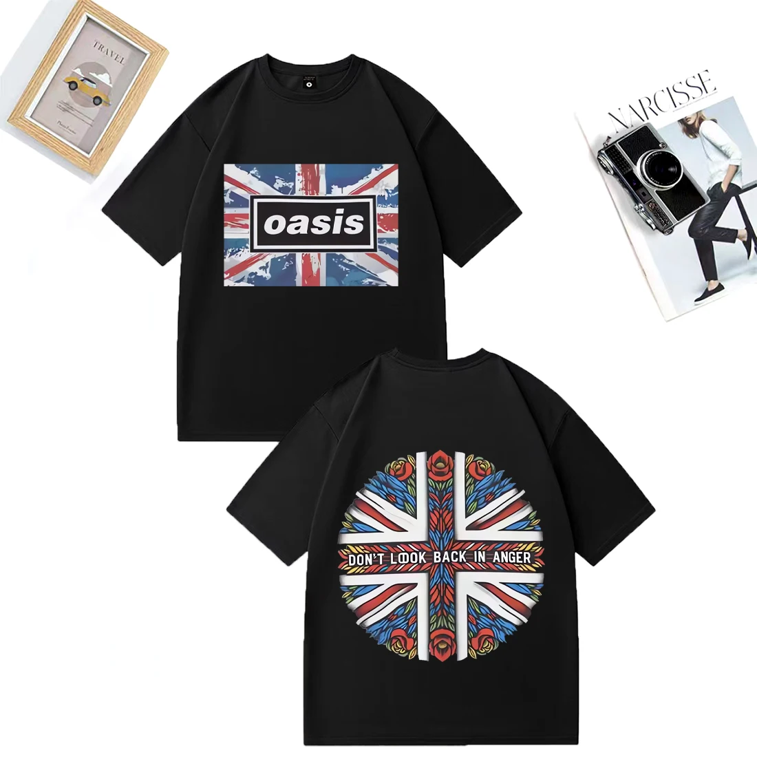 

O-Oasis British Rock Band punk High Quality T-shirt Men Women's gothic clothes Hip Hop streetwear Short Sleeve Oversized Tees