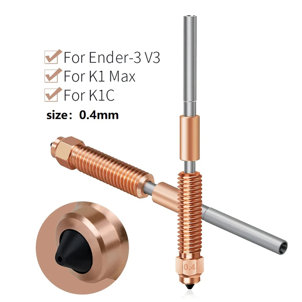 3D Printer Nozzle for K1 Max K1C Ender-3 V3 All-in-one Bimetal Nozzle 0.4mm High Flow High Temperature Resistance High-speed