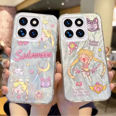 Lovely Sailors Moons Cartoon Phone Case for Xiaomi Poco X6 X3 F6 M6 M4 Pro C61 13T 11 Lite Gradient Hard Shockproof Matte Covers