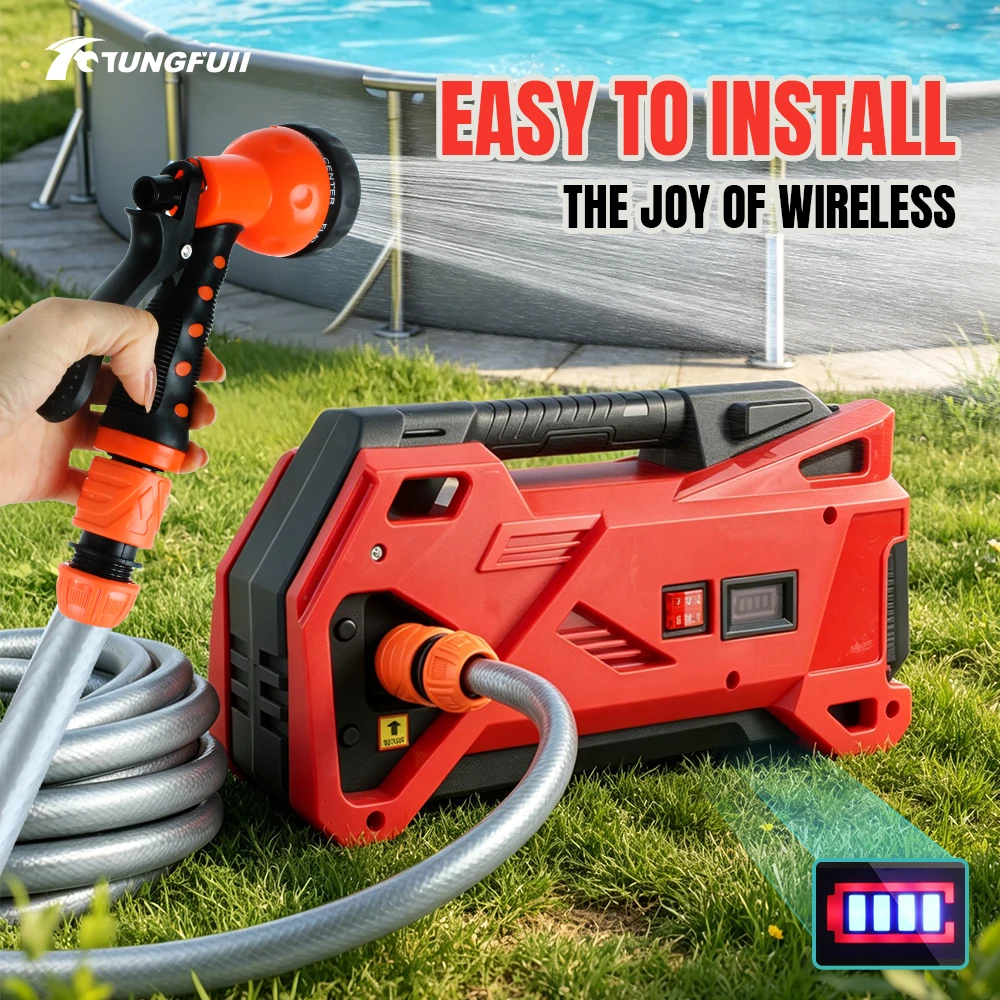 Tungfull Multipurpose Garden Irrigation Pump Detachable‑Battery‑Operated Washer with 7 Spray Modes for Outdoor Multipurpose Jobs