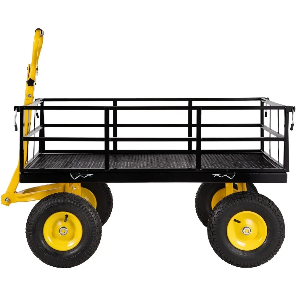 2024 New Steel Garden Cart, Heavy Duty 1200 Lbs Capacity, with Removable Mesh Sides To Convert Into Flatbed