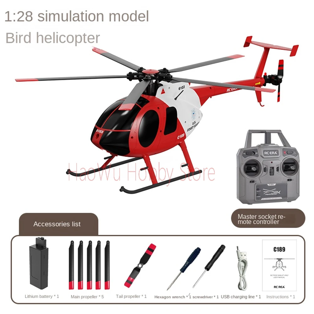 RC ERA C189 Bird 1:28 RC Helicopter TUSK MD500 Dual Brushless Simulation Model 6-Axis Gyro Simulation Model Toys