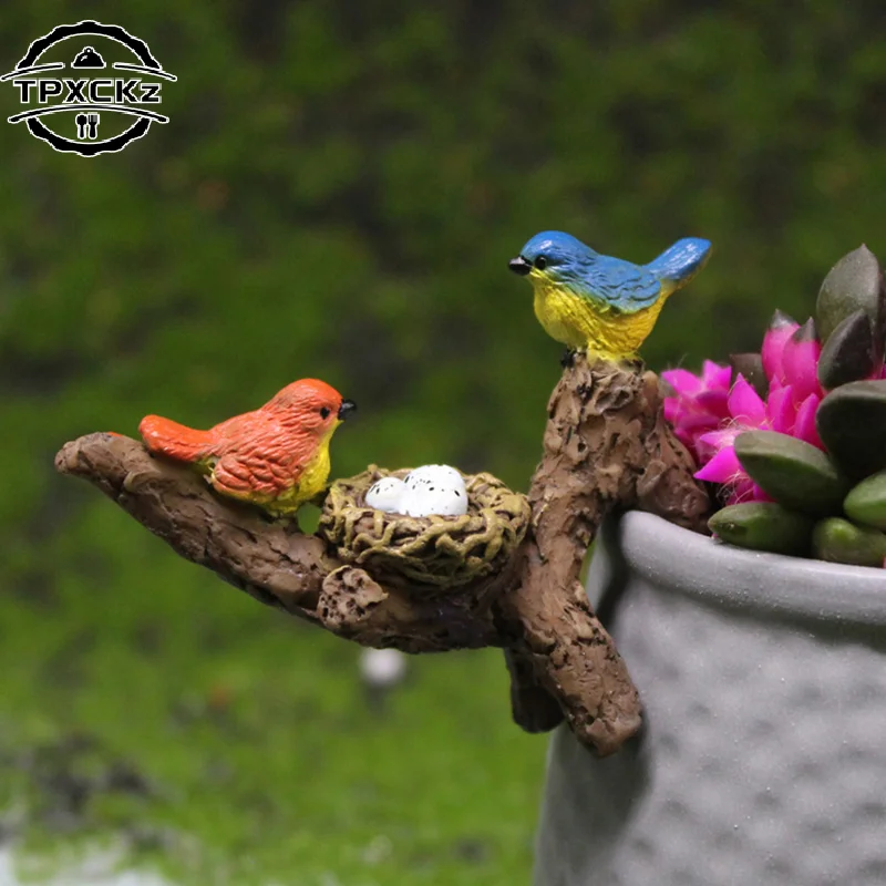 Blumentopf Mini-Vogel-Anhänger Mikro-Landschaftsgarten Bonsai Vogelnest Dekoration Aquarium Baum Landschaftsgestaltung Ornamente