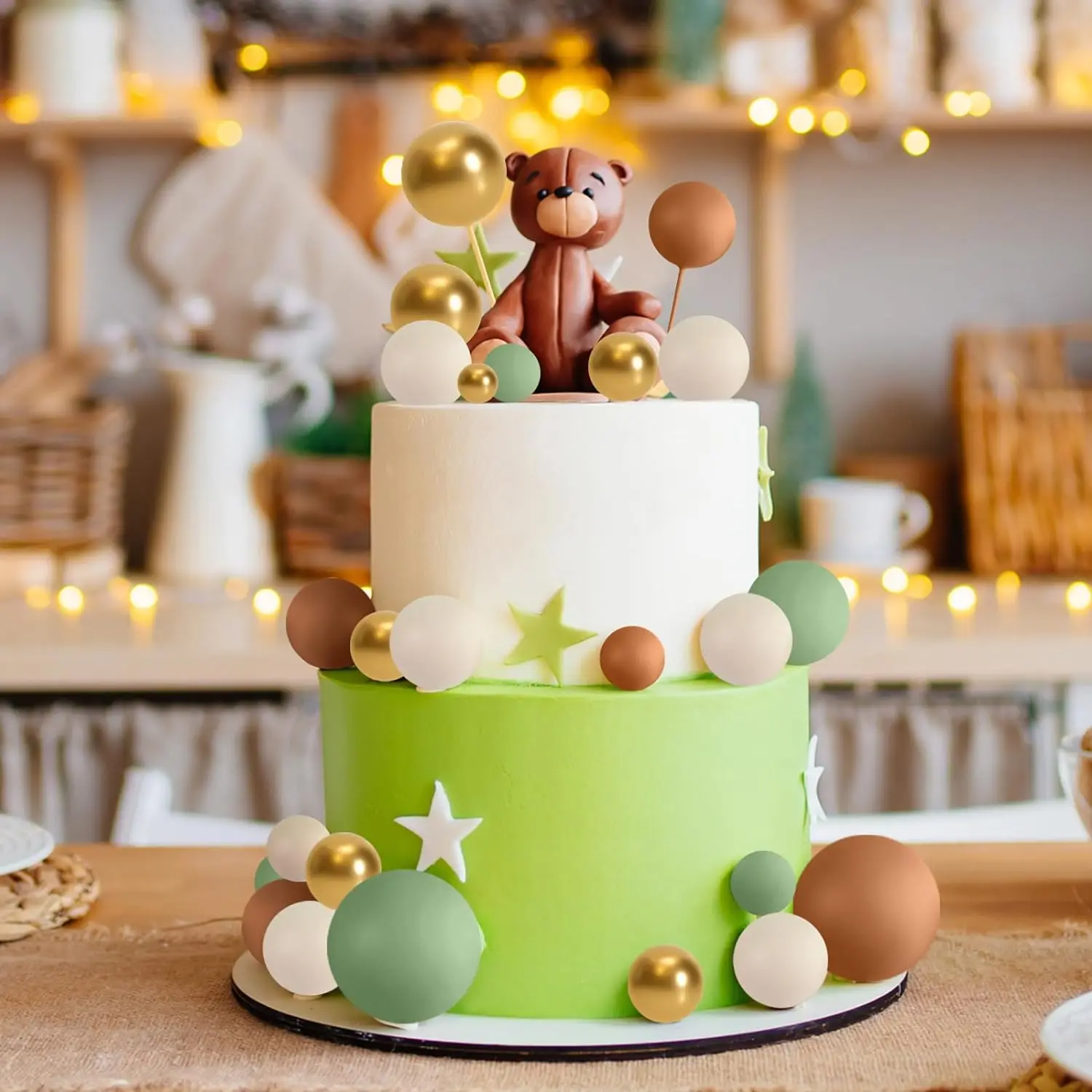 32 Stück Weihnachtskugel-Kuchenaufsatz, Dekorationen, Schaumstoffkugeln, Kuchenaufsatz, Kugeln, Kuchendekorationen für Hochzeit, Party, Geburtstag – Detail 40