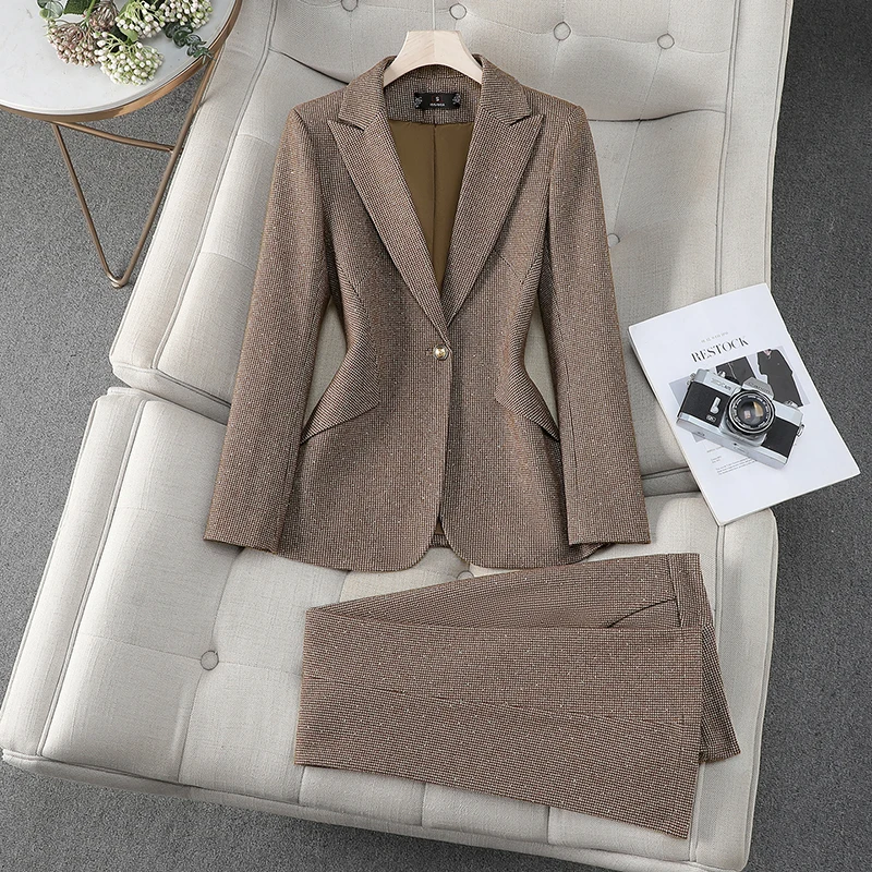 ZJYT أنيقة مكتب سيدة زر واحد السترة فستان أطفال مع سروال داخلي للمرأة 2 قطعة مطابقة مجموعات الخريف 2025 ركاب سترة بنطلون البدلة